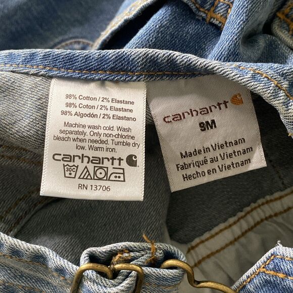 Carhartt Overalls Baby Infant 9 Months Blue Denim Bib Adjustable Strap Snap Leg - Picture 11 of 11
